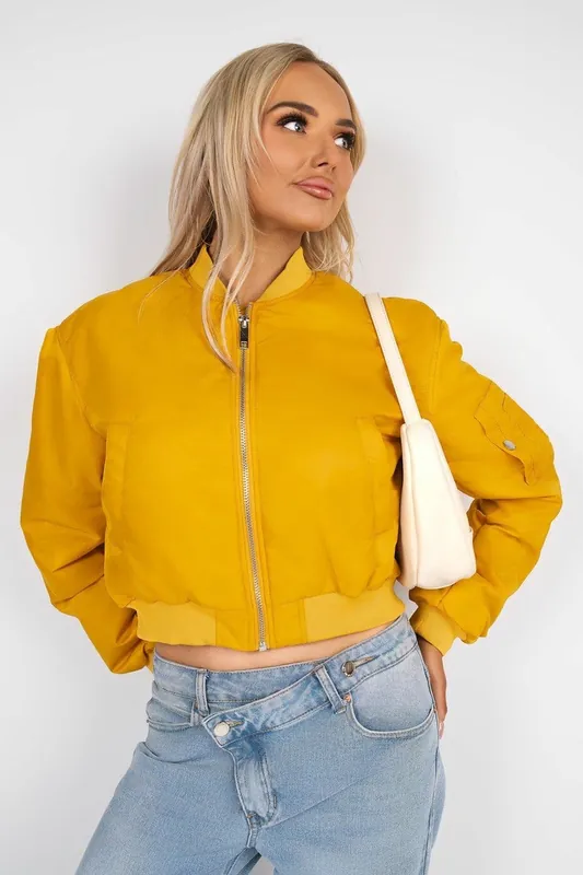 Melina Cropped Long Sleeve Zip Up Puffer Jacket - IKRUSH