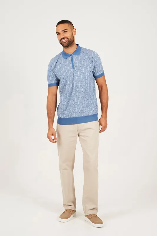 Short Sleeve Jaquard Knitted Polo Shirt - Brave Soul