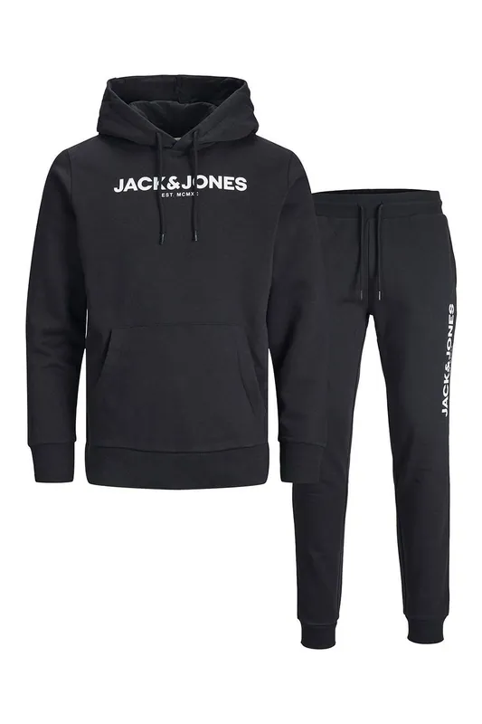 Men's Hoodie & Joggers Set Black Sweat Tracksuit Loungewear - Jack & Jones
