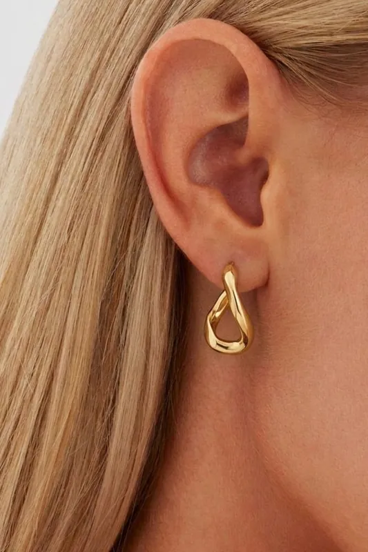 Gold Plated Twisted Hoop Earrings - Serla