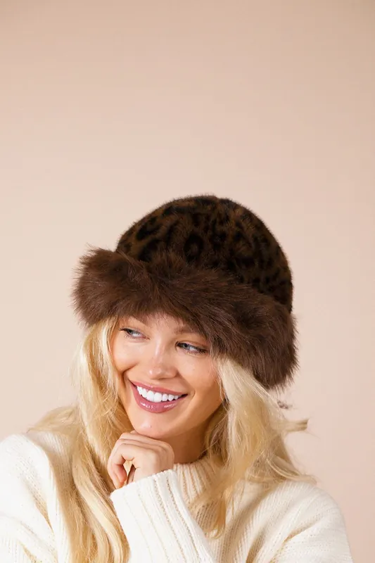Leopard Faux Fur Hat - SVNX