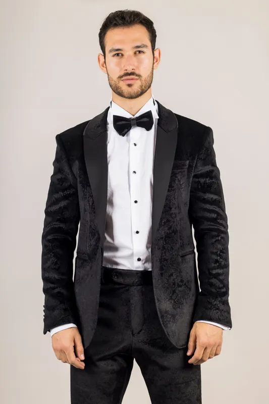 Men's 3 Piece Velvet Wedding Tuxedo Formal Suit - Infinity Leather