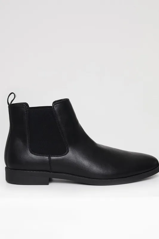 Faux Leather Slip On Chelsea Boots - Threadbare