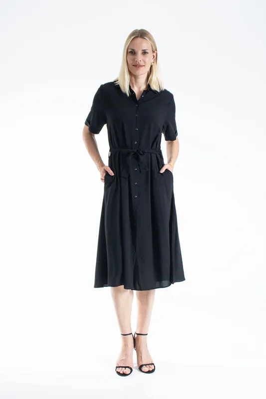 Womens Viscose Midi Shirt Dress - Belissh