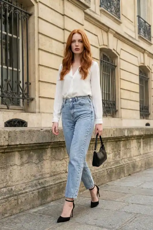 High Waist Slim Fit Denim Pants - MyFashion