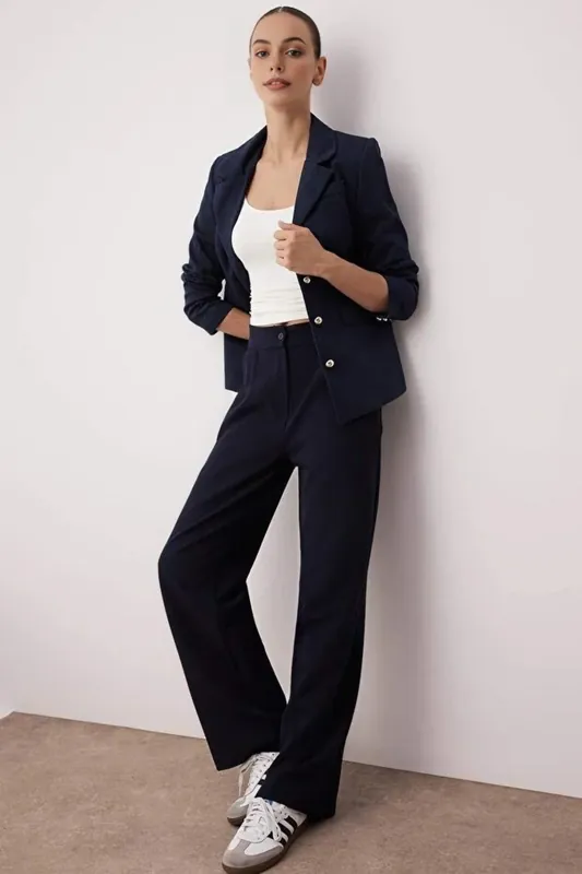 Tailored Wide Leg Woven Trousers - WOVCOR