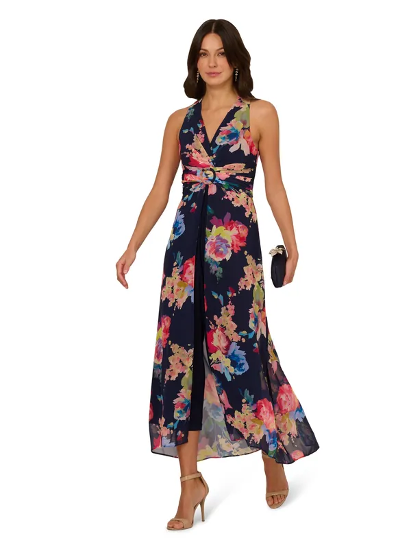 Printed Chiffon Jumpsuit - Adrianna Papell