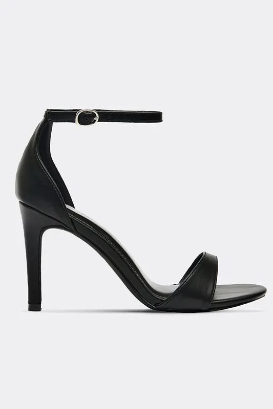 Barely There Faux Leather Stiletto Sandals - EGO