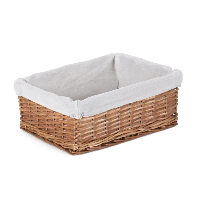 Wicker Double Steamed Storage Basket with White Lining - Red Hamper