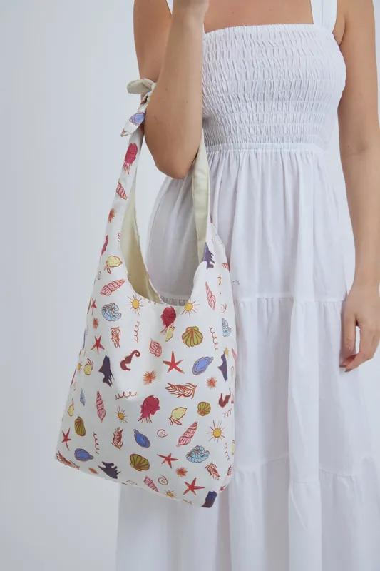 Knotted Tote Bag with Nautical Colour Print - My Accessories London
