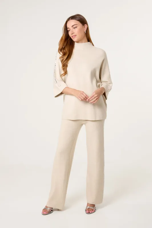 Stone Square Rhinestone Trousers - Blue Vanilla