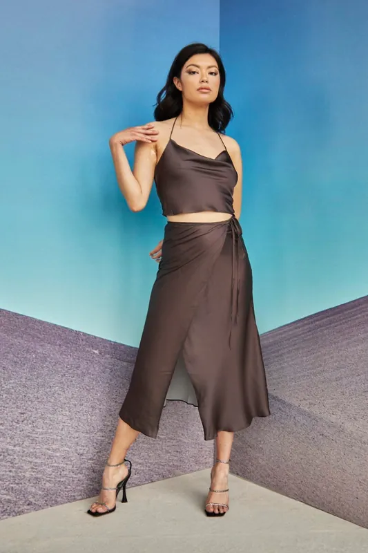 Bias Cut Wrap Midi Skirt - Shnoo