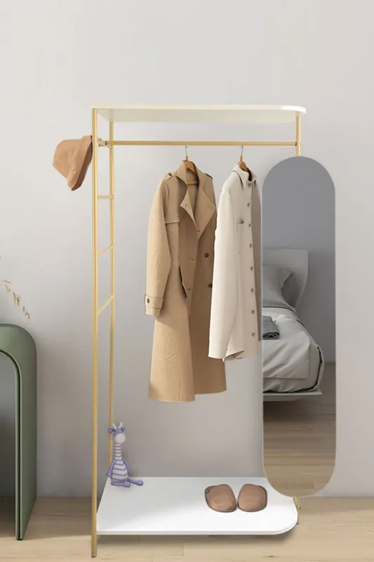 Modern Metal Indoor Bedroom Clothes Rail with Mirror - Living and Home