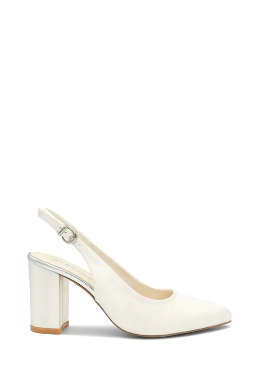 Dyebale Satin 'Alston' High Block Heel Sling Back - Paradox London