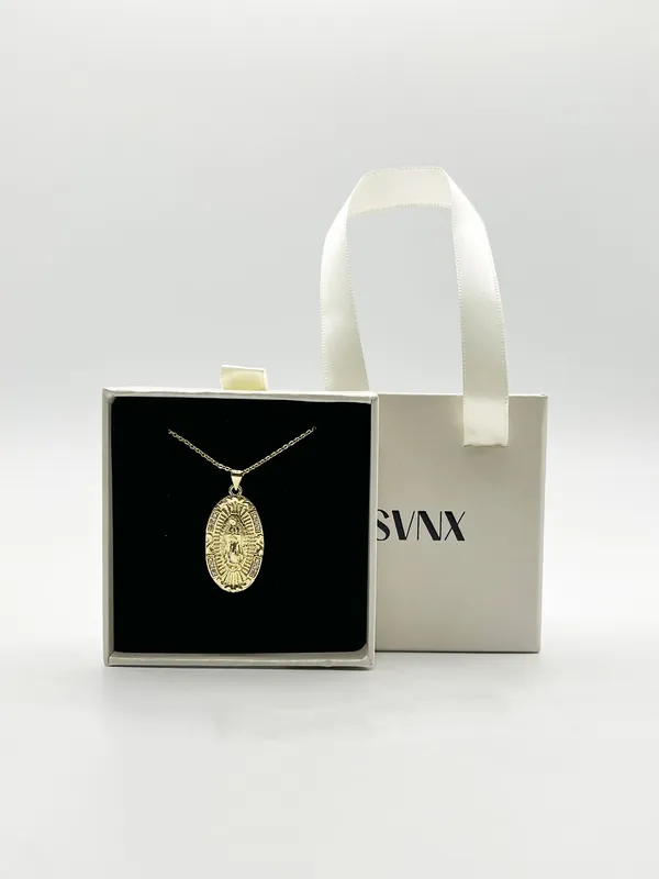 Virgin Mary Pendant Necklace With Gift Box - SVNX