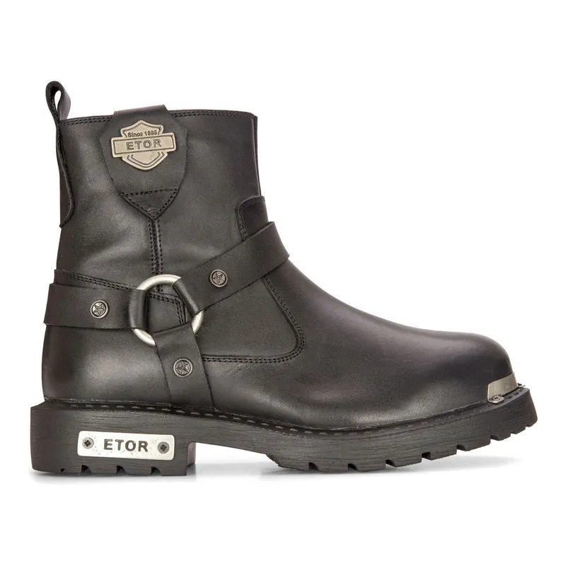 Men's Leather Military Boots Black Combat Biker Motorcycle Punk Western Boot - Infinity Leather