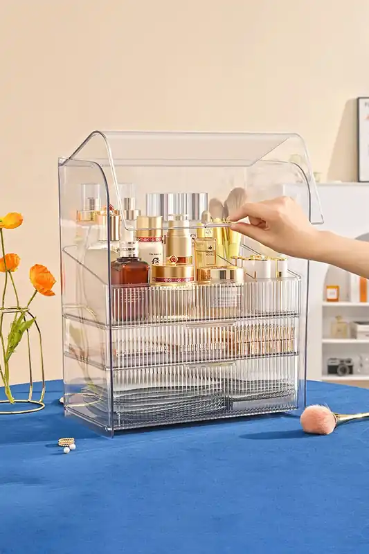 Large Waterproof Acrylic Makeup Organizer Storage Box Skincare Display Case For Bedroom - Living and Home