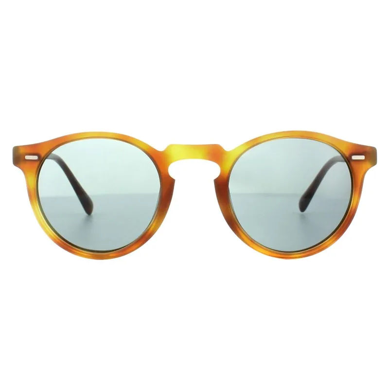 Round Semi Matt Havana Indigo Photochromic Sunglasses - Oliver Peoples