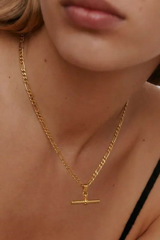 18K Gold Plated T-Bar Necklace