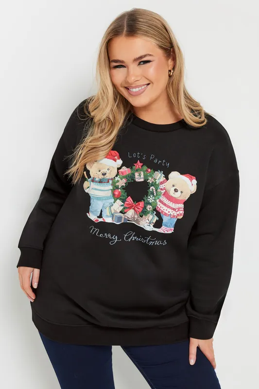 Teddy Bear Christmas Print Sweatshirt - Yours