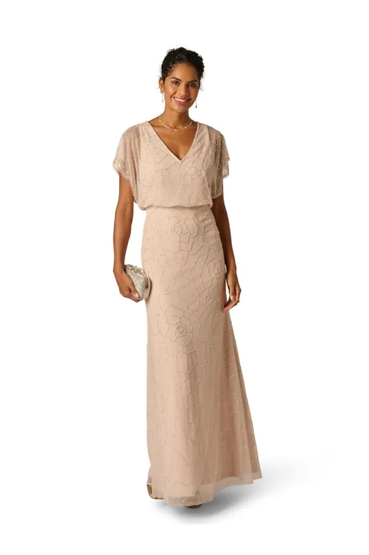 Bead Blouson Long Dress - Adrianna Papell