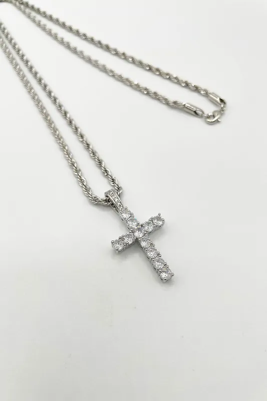 Diamante Cross Pendant Necklace - SVNX
