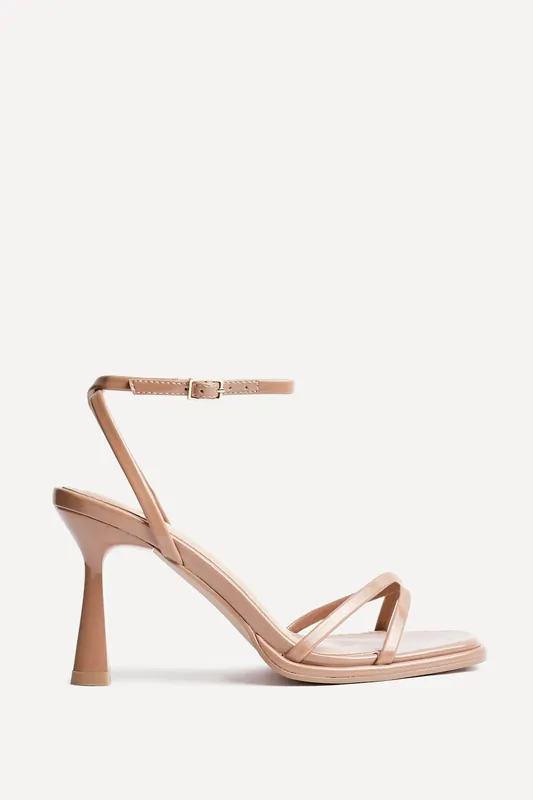 Verve Nude Faux Leather Crossover Stiletto Heel - Linzi