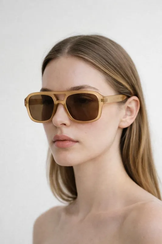 70's Navigator Sunglasses In Matte Sand - SVNX