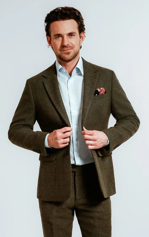 Green Windowpane Check Tweed Jacket - Dobell