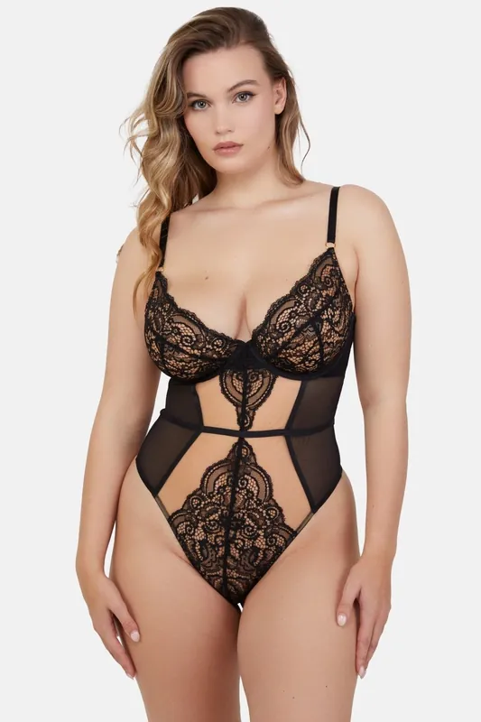 Ariana Black Lace Underwired Body - Playful Promises