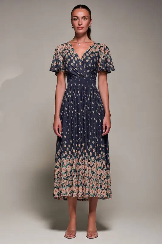 Mirrored Mesh Short Sleeve Midaxi Dress - Jolie Moi