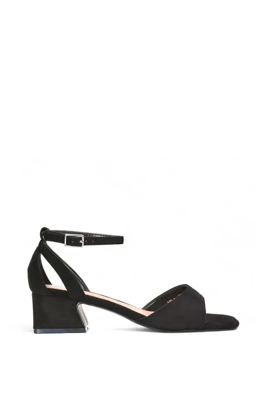 Hayley' Cut Out Strappy Block Heels With Ankle Strap - XY London