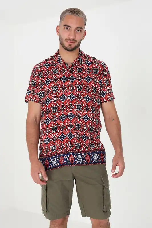 Revere Collar Print Shirt - Brave Soul