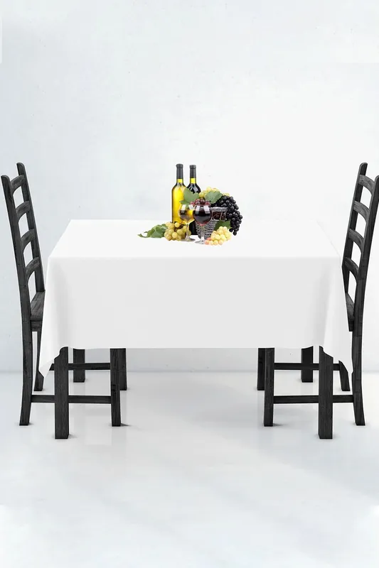 Rectangle Polyester Tablecloth, Premium Linen Table Cover, 228cm x 335cm - Neel Blue