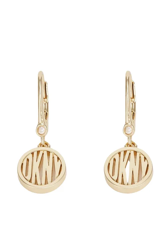 Gold Logo Drop Earrings - Gold