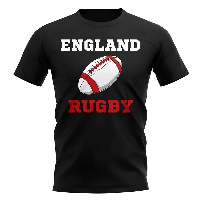 Mens Rugby Ball T Shirt Black - England
