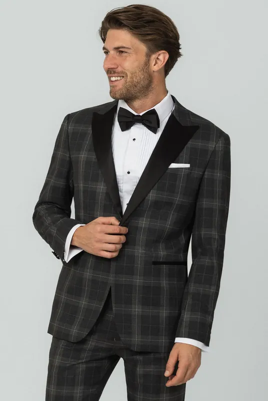 Grey Tartan Check Dinner Jacket - Dobell
