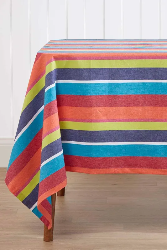 Striped Cotton Tablecloth, 137cm x 228cm - Homescapes