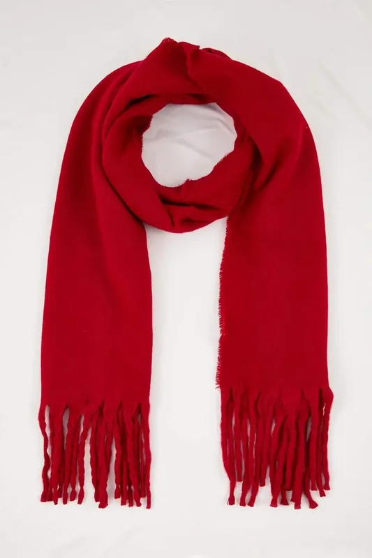 Tassel Trim Soft Knit Oversized Winter Scarf - WOVCOR
