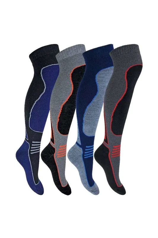 4 Pack Long Knee High Wool Blend Ski Socks - Sock Snob