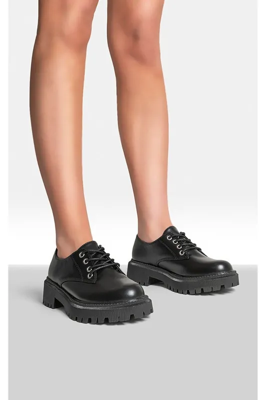 Nayla Chunky Faux Leather Derby Shoes - IKRUSH
