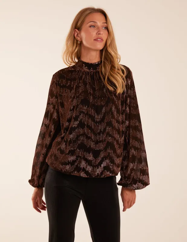 High Neck Puff Ball Top - Blue Vanilla