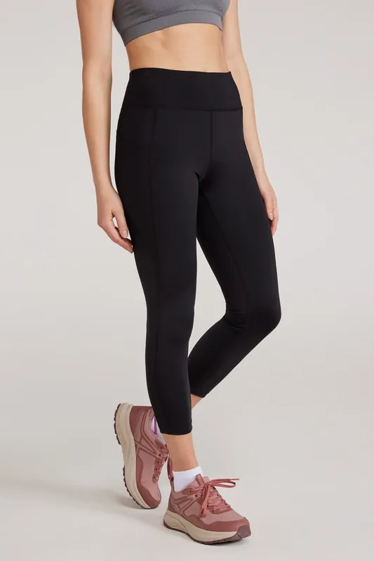 ’Blackout’ Lightweight Moisture Wicking High Waist 7/8 Length Legging - Mountain Warehouse