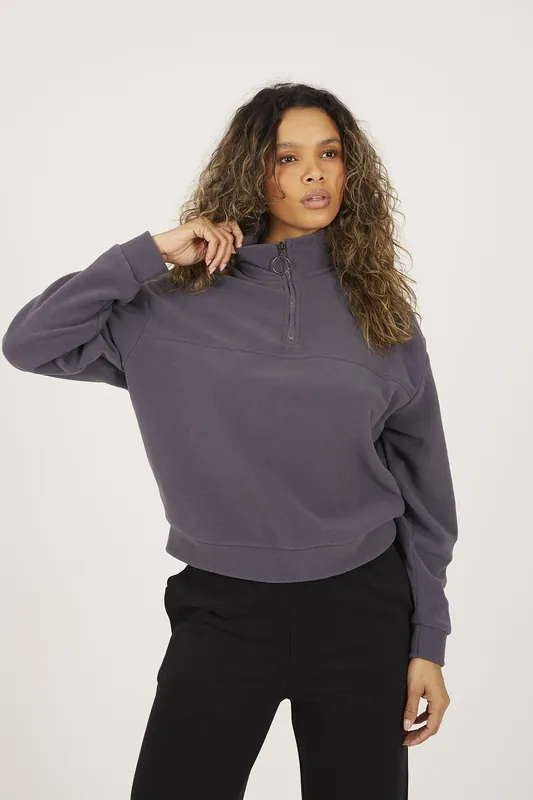 Half Zip Polar Fleece Sweatshirt - Brave Soul