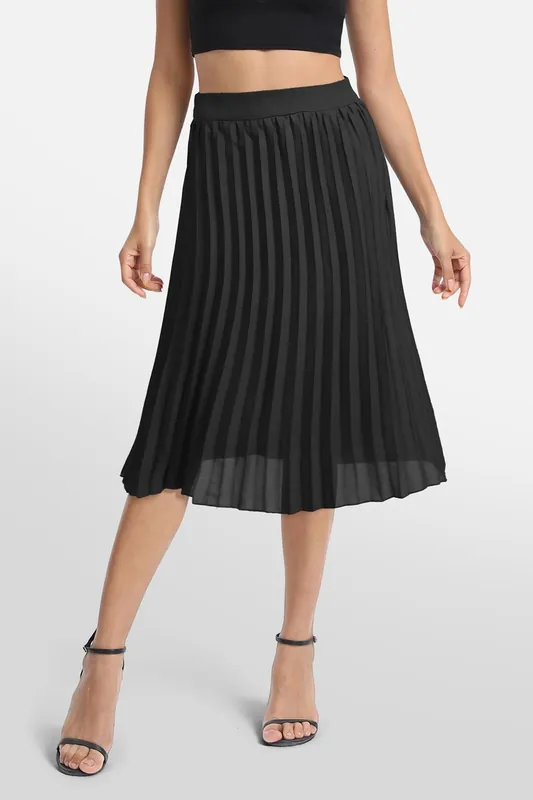 Casual High-Waisted A-Line Pleated Skirt