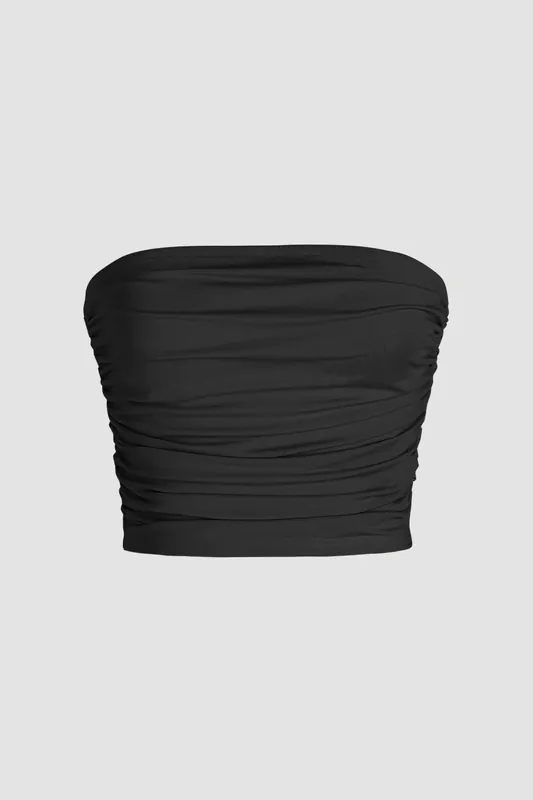 Strapless Ruffle Drape Crop Top - Hiccup
