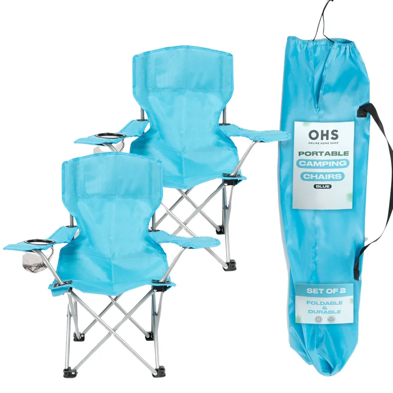Outdoor Camping Chair 2 x Folding Portable Picnic Garden Seat - OHS