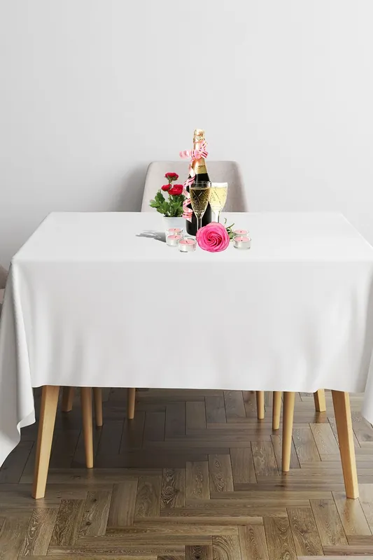 Premium Polyester Tablecloth, Linen Table Cover, 137cm x 137cm - Neel Blue