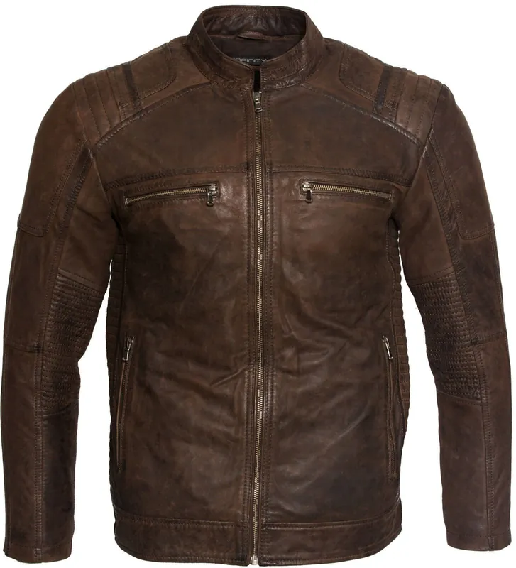 Buff Leather Racer Biker Jacket-Vienna