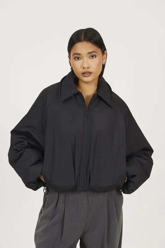 Cropped Oversized Raglan Sleeve Padded Jacket - Brave Soul